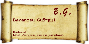 Barancsy Györgyi névjegykártya